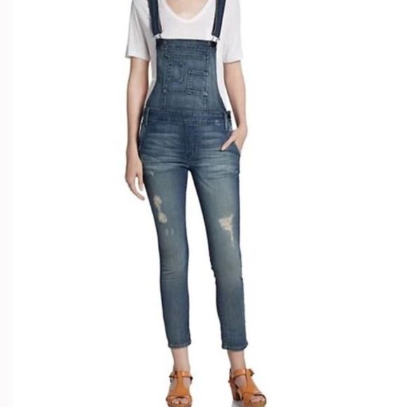 GRAY Skinny Denim Overalls Jumpsuit Size 28